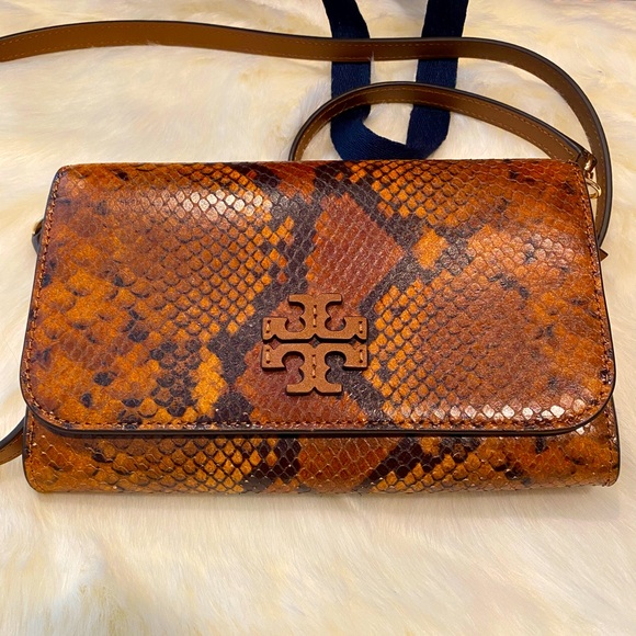 Tory Burch Thea embossed exotic flat wallet crossbody - Picture 2 of 12